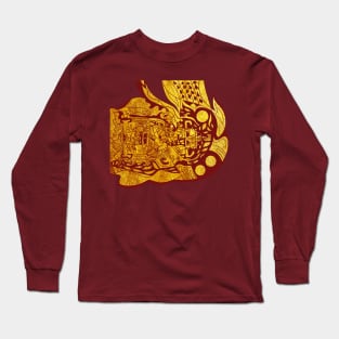 pakal spaceman on fire ecopop pattern Long Sleeve T-Shirt